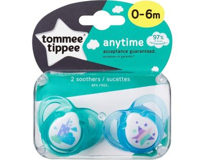 Tommee Tippee Šidítko CTN silikon Any Time 2ks 0-6m modro-tyrkysový