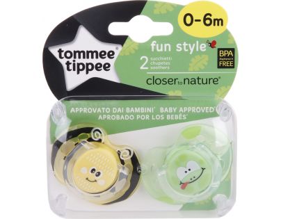 Tommee Tippee Šidítko CTN silikon Fun 2ks 0-6m Včelka a žába