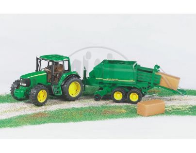 BRUDER 02056 - Traktor John Deere 6920 + balíkovač