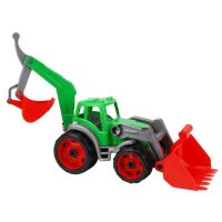 Traktor červený se 2 lžícemi červeno-zelený