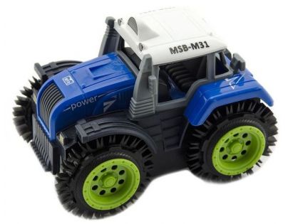 Traktor převracecí plast 10 cm modrý