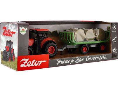 Teddies Traktor Zetor s vlekem a balíky plast 36 cm