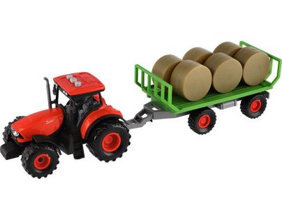 Teddies Traktor Zetor s vlekem a balíky plast 36 cm