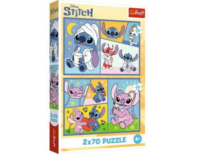 Trefl Puzzle Se Stitchem není nuda 2v1 2x70 dílků