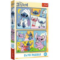 Trefl Puzzle Se Stitchem není nuda 2v1 2x70 dílků