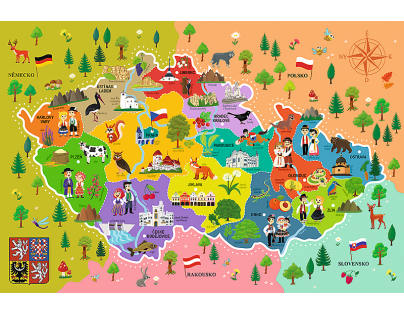 Trefl Vzdělávací puzzle mapa České republiky 44 dílků
