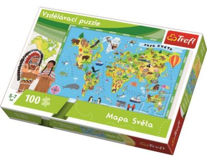 Trefl Vzdělávací puzzle mapa světa 100 dílků