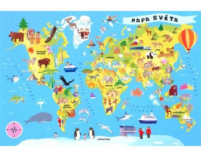 Trefl Vzdělávací puzzle mapa světa 100 dílků
