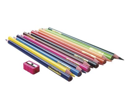 Trojhranné pastelky 12 ks s ořezávátkem nelámavé