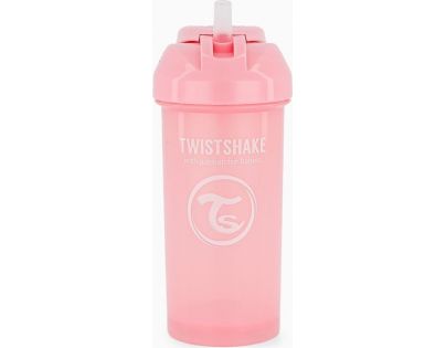 Twistshake Netekoucí lahev s brčkem 360 ml pastelově růžová