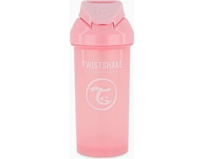 Twistshake Netekoucí lahev s brčkem 360 ml pastelově růžová