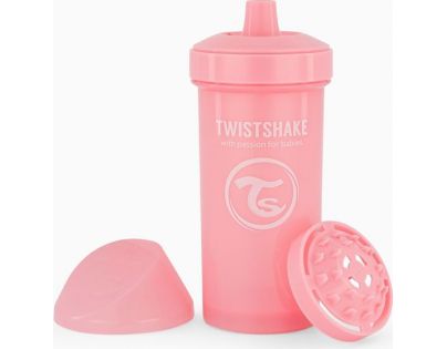 Twistshake Netekoucí lahev s pítkem 360 ml pastelově růžová