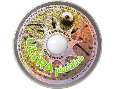 Ultra Plastelína 50 g s LED světlem Svítí ve tmě jako Galaxie světle zelený nápis