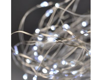 Solight Vánoční řetěz stříbrný 100 mini LED 10 m