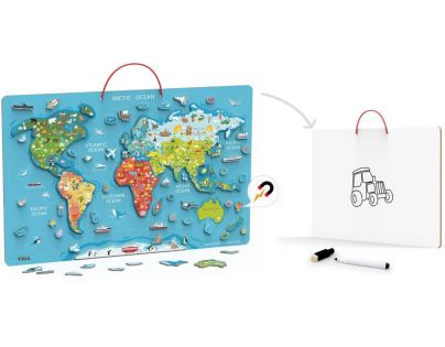 Viga Dřevěná mapa světa s tabulí