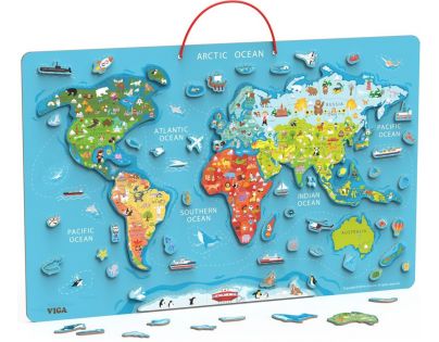 Viga Dřevěná mapa světa s tabulí