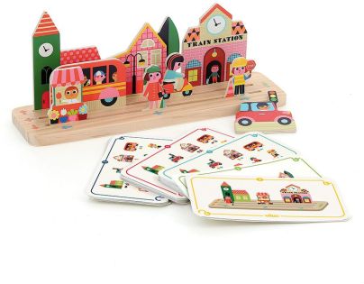 Vilac Dřevěná logická hra Postav to správně! Město