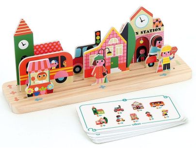 Vilac Dřevěná logická hra Postav to správně! Město