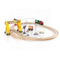 Brio 33048 - Vláčkodráha ovál s jeřábovým překladištěm, 24 dílů 2