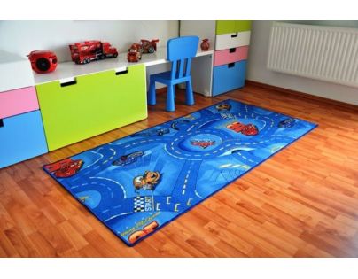 Vopi Cars koberec modrý 133 x 165 cm