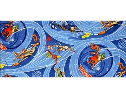 Vopi Planes modrý dětský koberec 80 x 120 cm