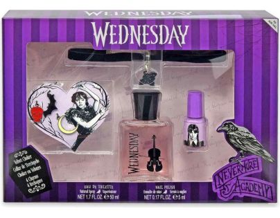 EP Line kosmetika Wednesday Dárkový set EDT 50 ml s přívěsky a lakem na nehty - Poškozený obal