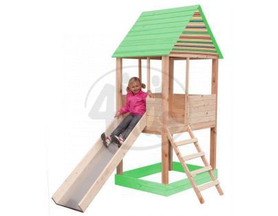 Woody 10111 - Zahradní domeček s pískovištěm a skluzavkou