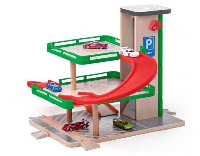 Woody Garáž s výtahem a Siku autíčky dřevo a plast
