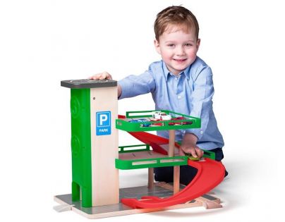 Woody Garáž s výtahem a Siku autíčky dřevo a plast