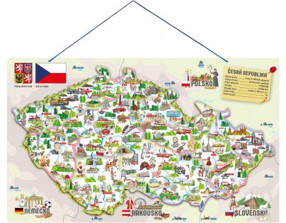 Woody Magnetická mapa ČR s obrázky a společenská hra, 3 v 1 - Poškozený obal