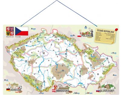 Woody Magnetická mapa ČR s obrázky a společenská hra, 3 v 1 - Poškozený obal