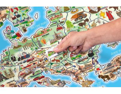 Woody Magnetická mapa EVROPY, společenská hra  3 v 1, ČJ