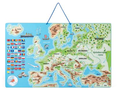 Woody Magnetická mapa EVROPY, společenská hra  3 v 1, ČJ