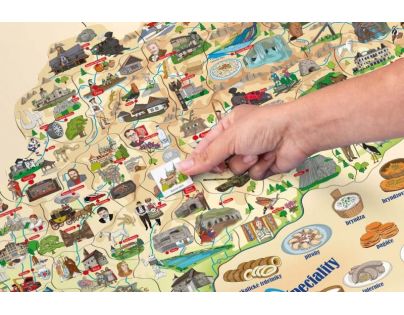 Woody Puzzle magnetické 3 v 1 Mapa Slovenska s obrázky a společenská hra 164 dílků SK verze