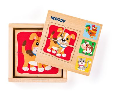 Woody Minipuzzle - Zvířátka v dř. krabičce