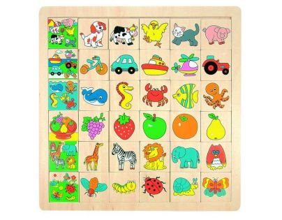 Woody Puzzle velké Přilož kam co patří 36 dílků