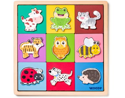 Woody Puzzle se zvířátky, tvary-barva