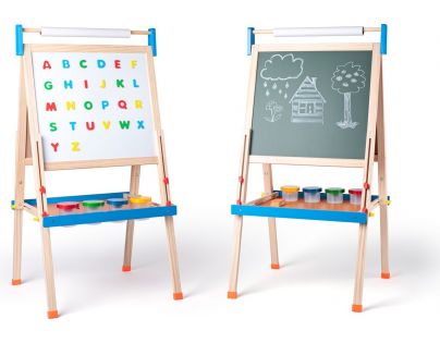 Woody Tabule ABC s písmeny s rolí papíru a kelímky