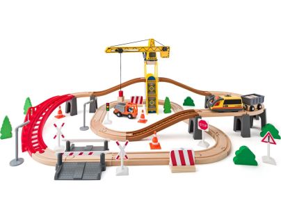 Woody Vláčkodráha s jeřábem 70 dílů