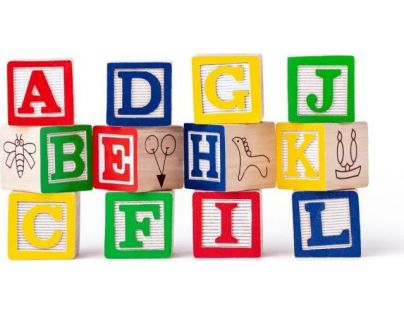 Woody Vozík s kostkami a razítky ABC - Poškozený obal