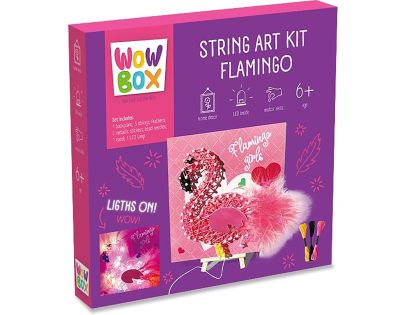 Wow Box String Art Plameňák – obrázek z nití s LED světýlky