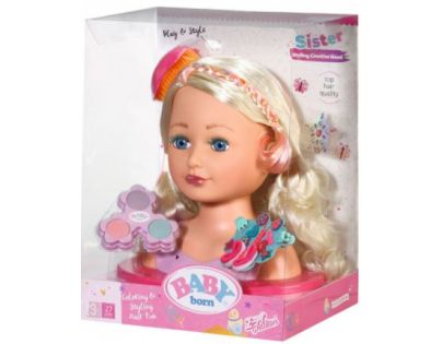 Zapf Creation Baby Born Česací hlava s barevnými křídami Starší sestřička