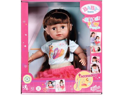 Zapf Creation BABY born Play & Style Starší sestřička brunetka, 43 cm