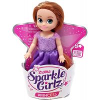 Zuru Princezna Sparkle Girlz malá v kornoutku fialové šaty Hnědé vlasy