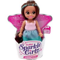 Zuru Princezna Sparkle Girlz malá v kornoutku růžovozelené šaty Hnědé vlasy