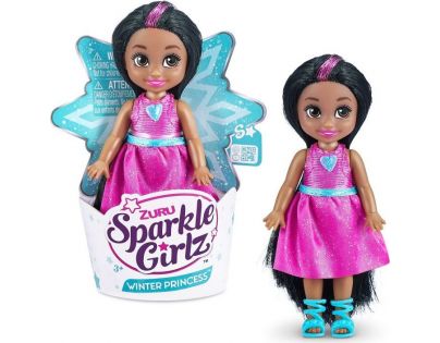 Zuru Sparkle Girlz Winter Princess růžové šaty Černé vlasy