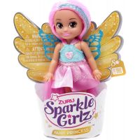 Zuru Víla Sparkle Girlz s křídly malá v kornoutku růžovomodré šaty a světle růžové vlasy