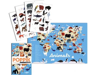 Poppik Samolepkový plakát Zvířata světa